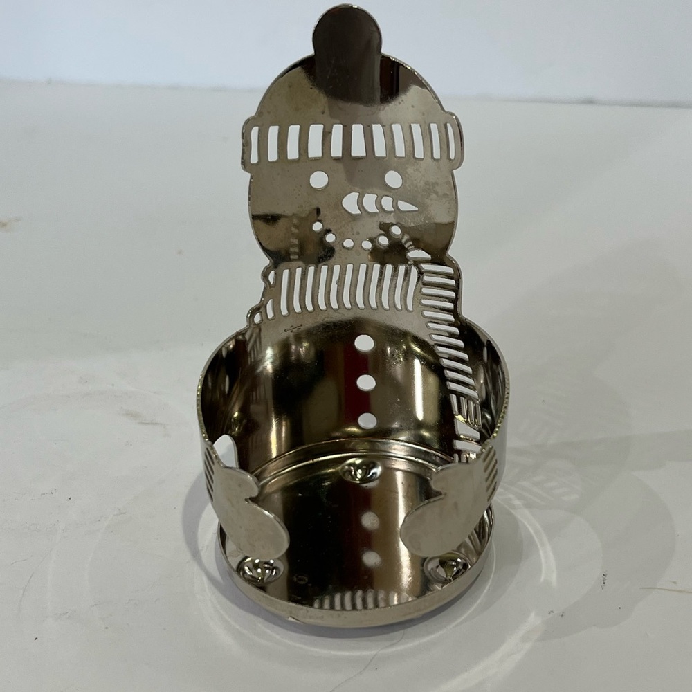 Bath & Body Works Slatkin Silver Snowman Mini Candle Holder